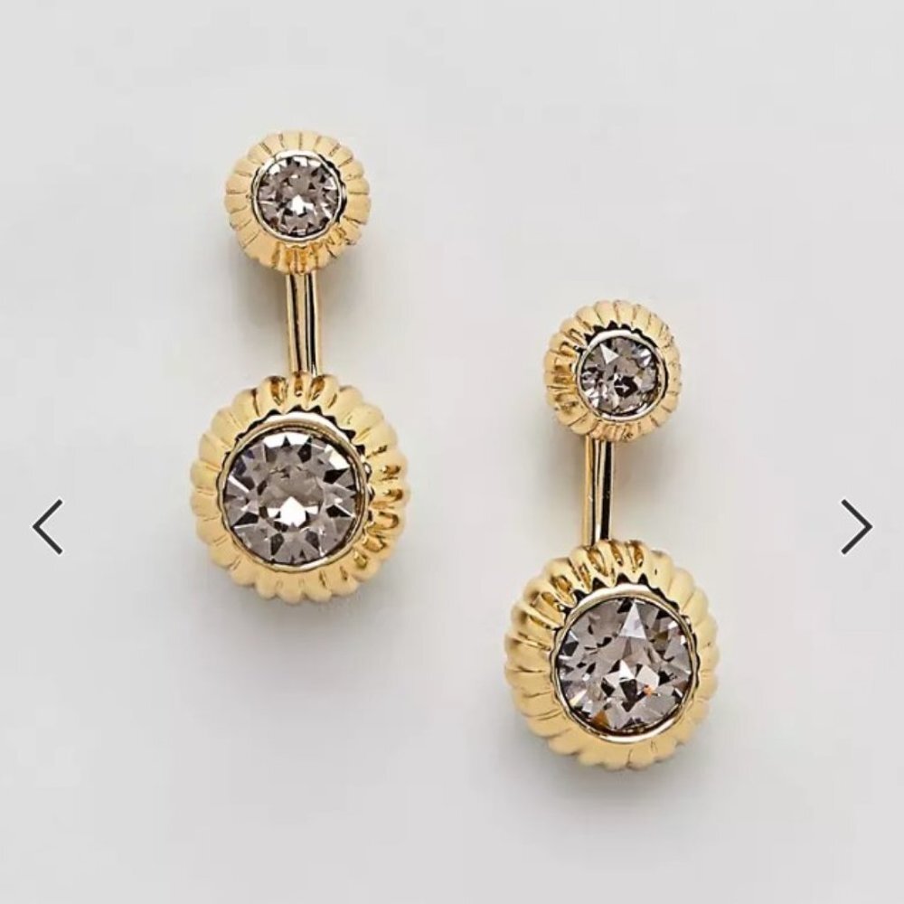 Ted Baker London Areal Plisse Swarovski Crystal GOLD Ball Drop Earrings